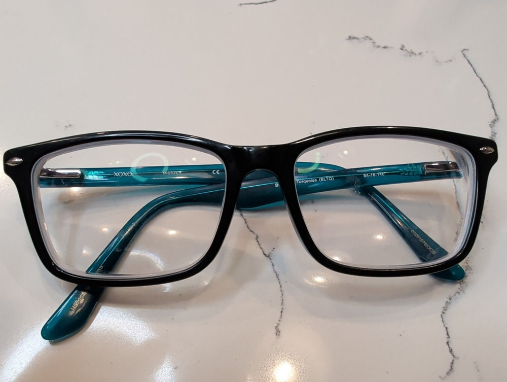 XOXO Insider Eyeglasses Womens Black Turquoise Rectangular Frames 51-16-140